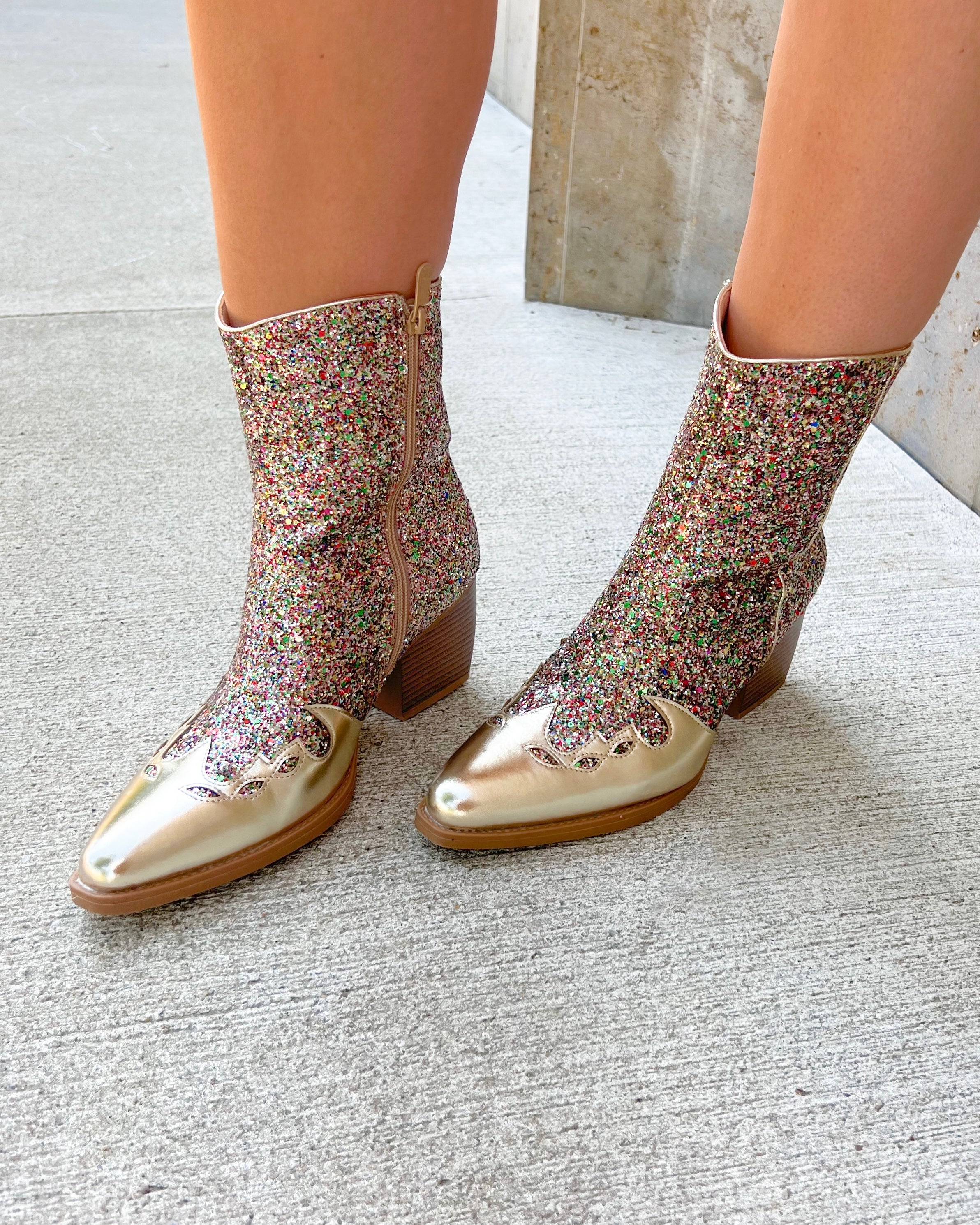 “Glitter & glamour” cowboyboots brown