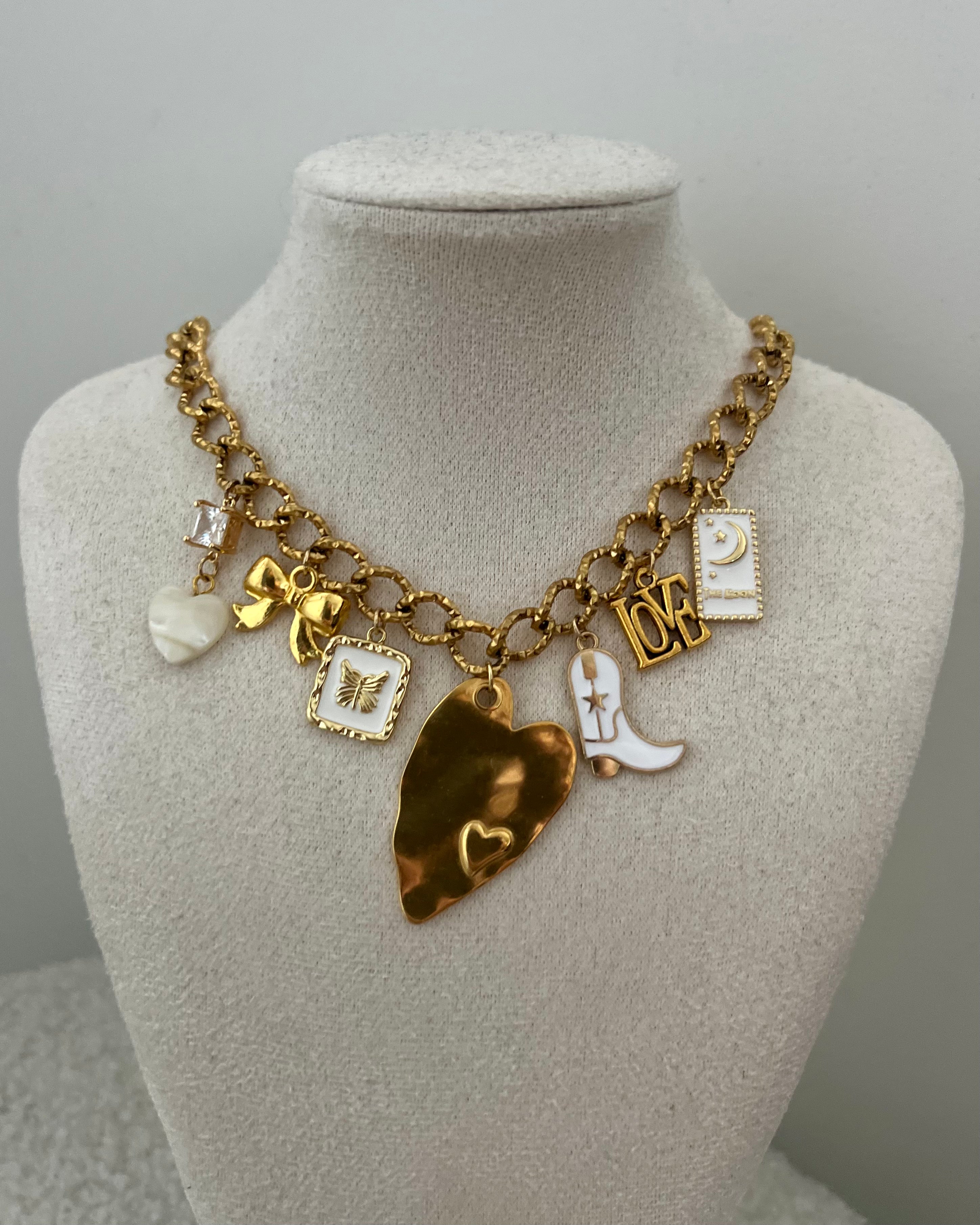 “cowboy love” charm necklaces gold