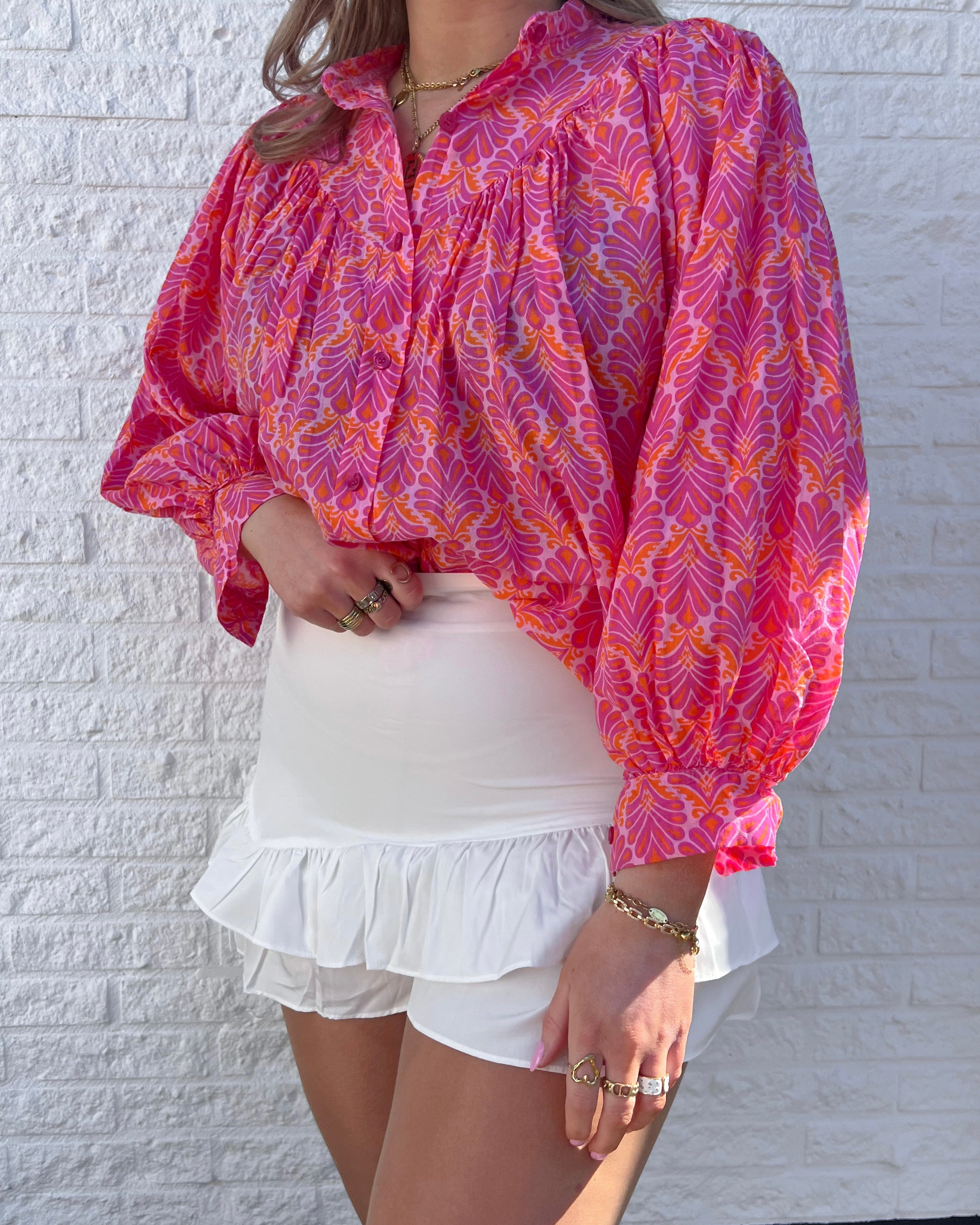 “Teddy” blouse bright pink